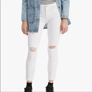 Levi 711 White Distress Skinny Jeans